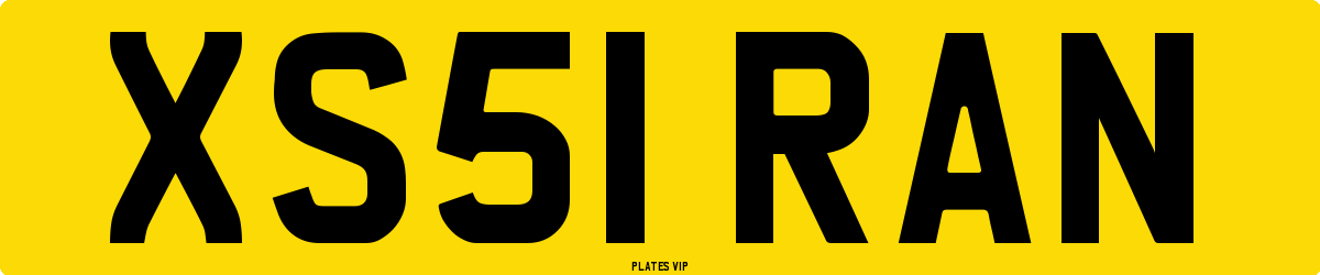XS51 RAN Number Plate