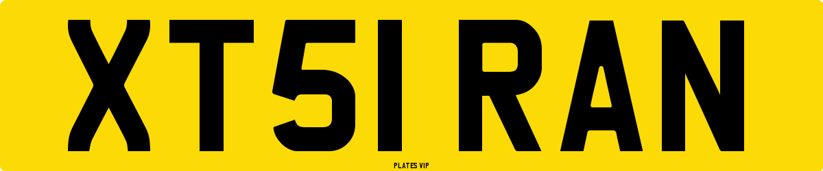 XT51 RAN Number Plate