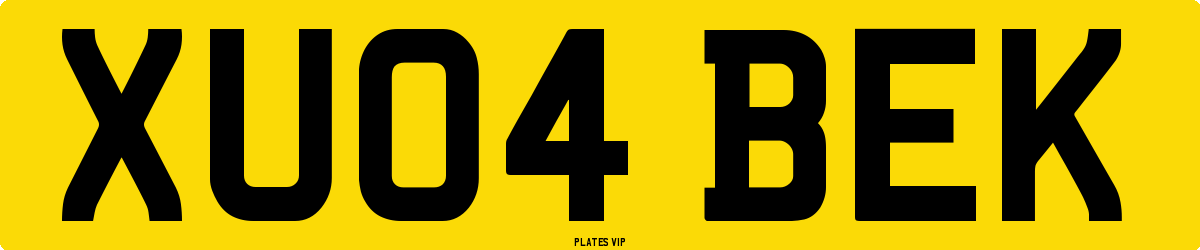 XU04 BEK Number Plate