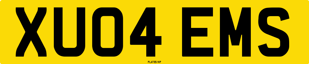 XU04 EMS Number Plate