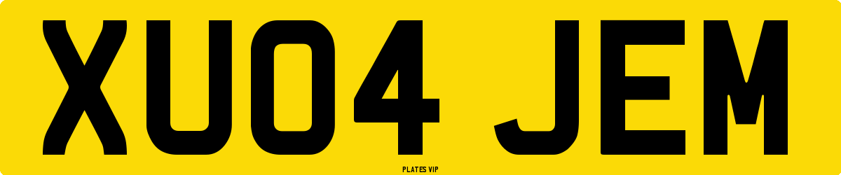 XU04 JEM Number Plate