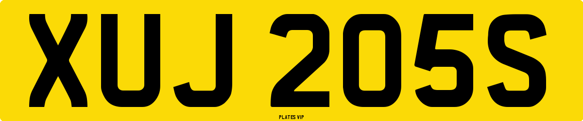 XUJ 205S Number Plate