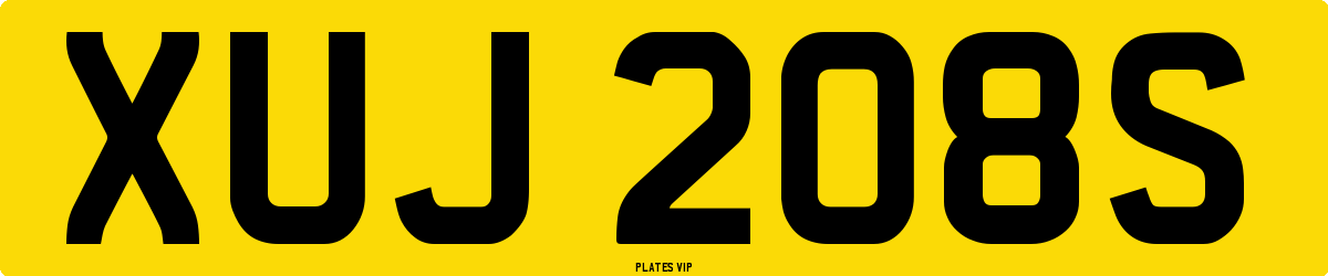 XUJ 208S Number Plate