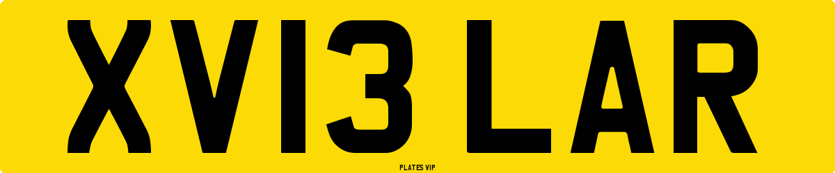 XV13 LAR Number Plate