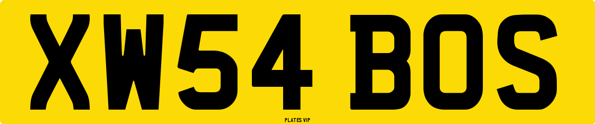 XW54 BOS Number Plate