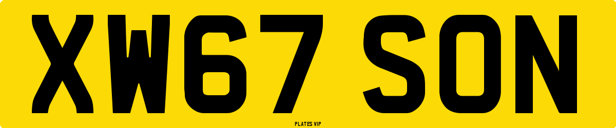 XW67 SON Number Plate