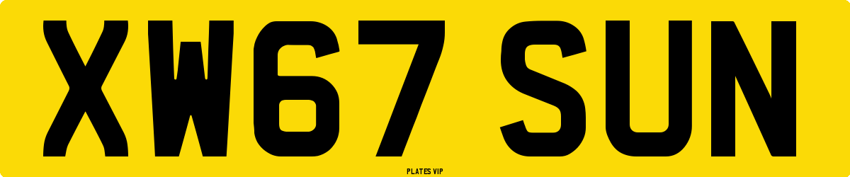 XW67 SUN Number Plate