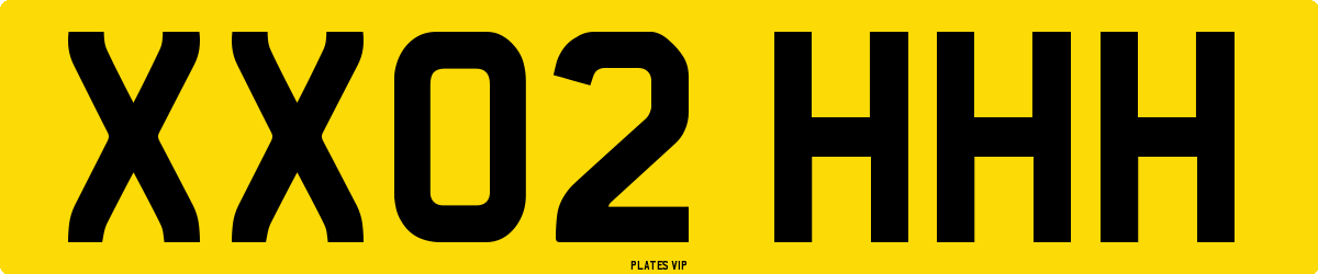 XX02 HHH Number Plate