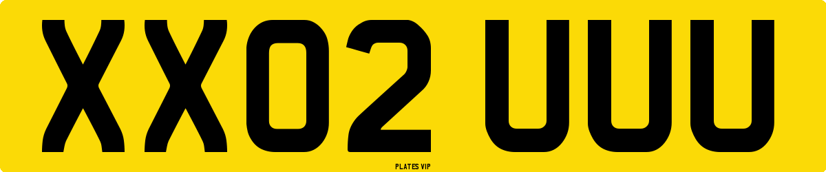 XX02 UUU Number Plate