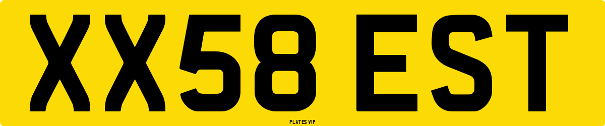 XX58 EST Number Plate