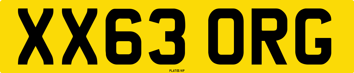 XX63 ORG Number Plate