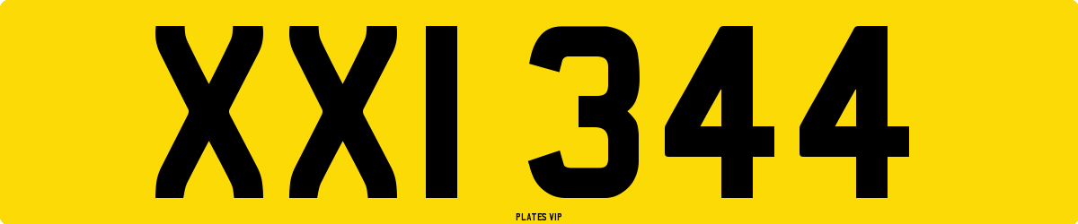 XXI 344 Number Plate