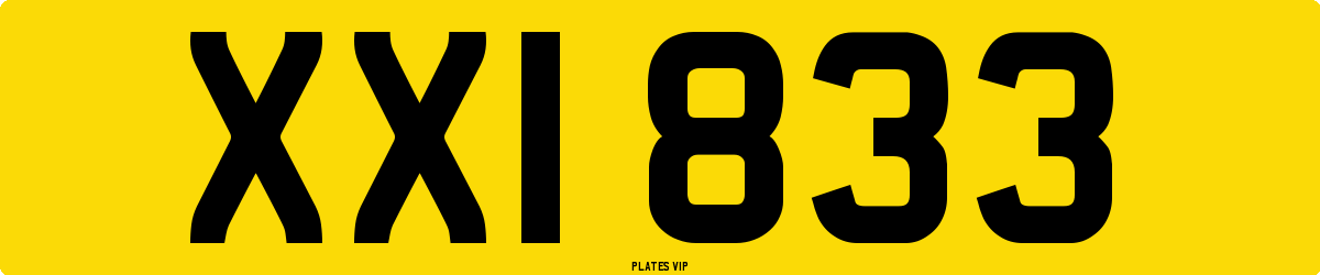 XXI 833 Number Plate