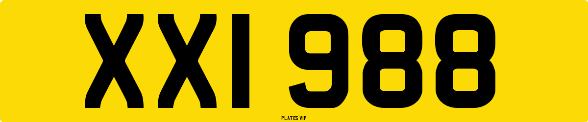 XXI 988 Number Plate