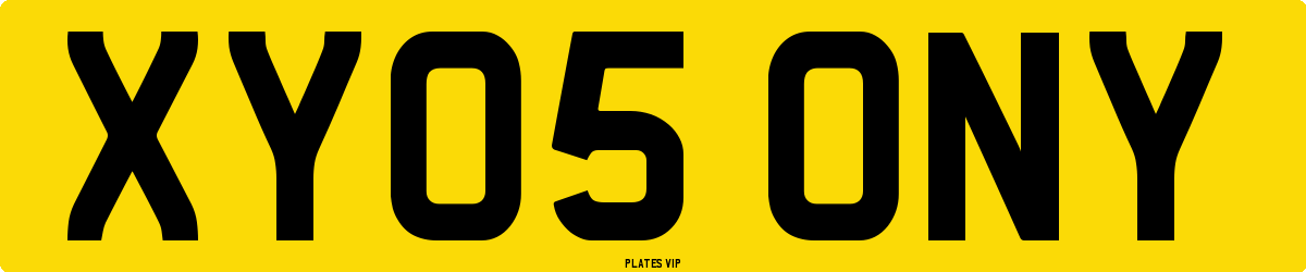 XY05 ONY Number Plate