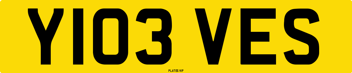 Y103 VES Number Plate