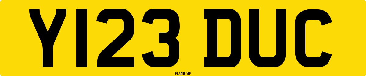 Y123 DUC Number Plate