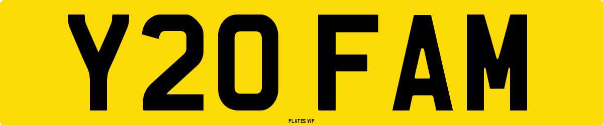 Y20 FAM Number Plate