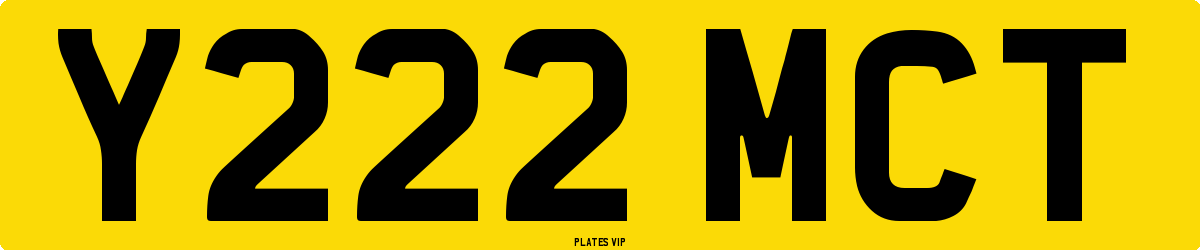 Y222 MCT Number Plate