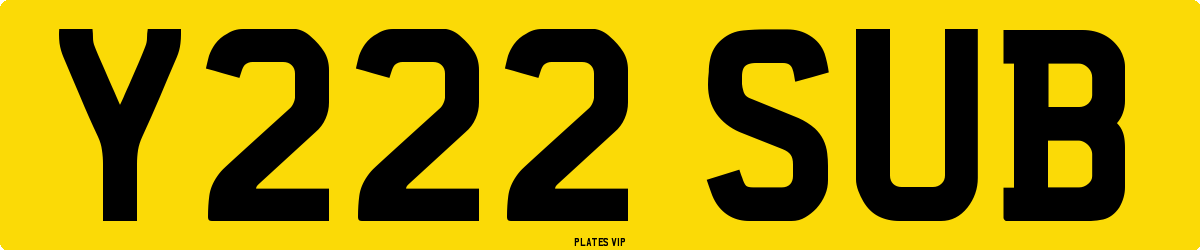Y222 SUB Number Plate
