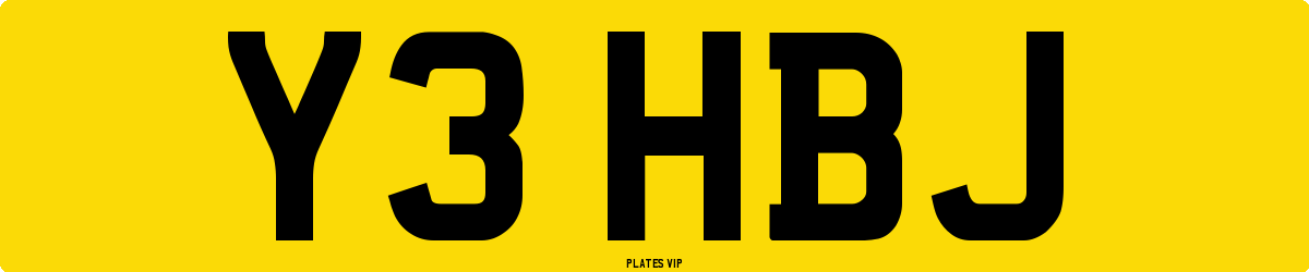 Y3 HBJ Number Plate