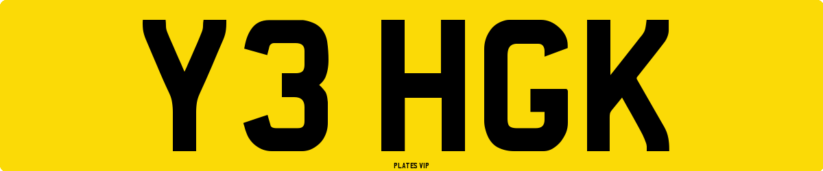 Y3 HGK Number Plate
