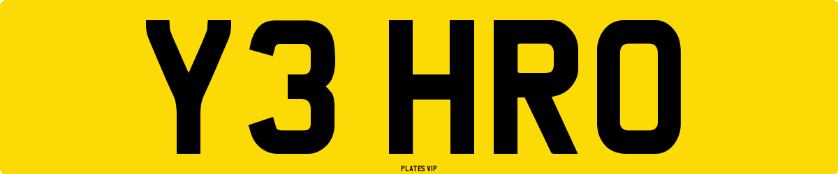 Y3 HRO Number Plate
