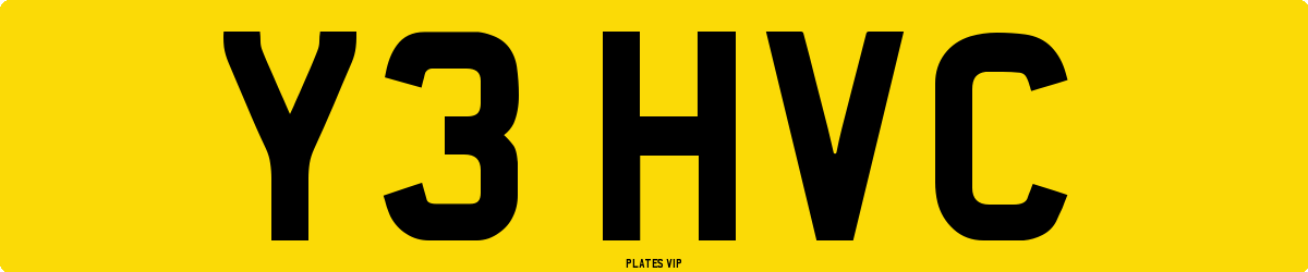 Y3 HVC Number Plate