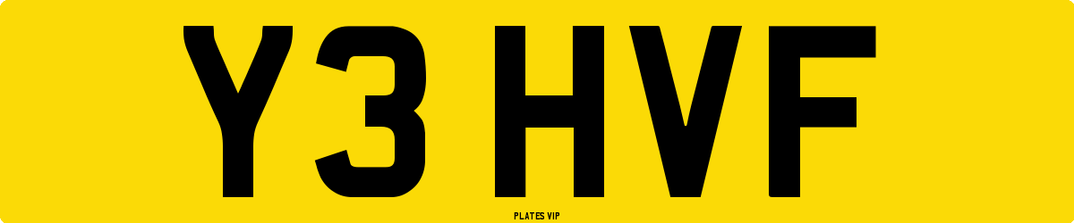 Y3 HVF Number Plate