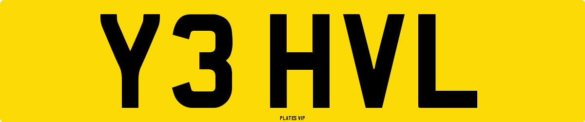 Y3 HVL Number Plate
