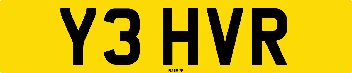Y3 HVR Number Plate