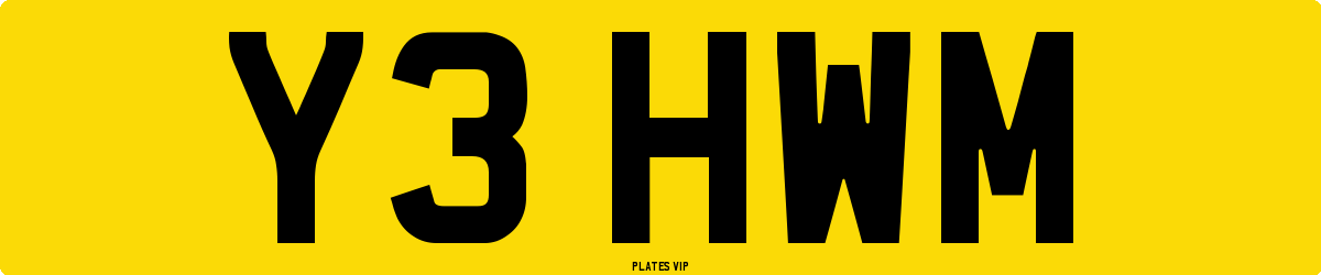 Y3 HWM Number Plate
