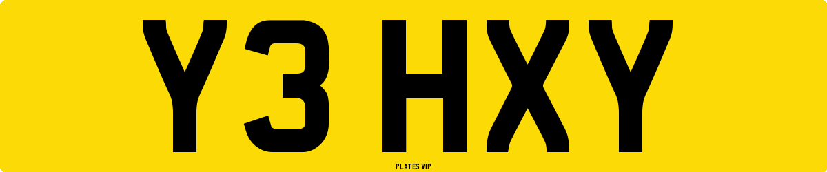 Y3 HXY Number Plate