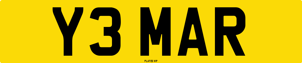 Y3 MAR Number Plate