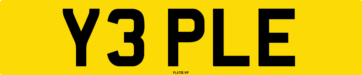 Y3 PLE Number Plate