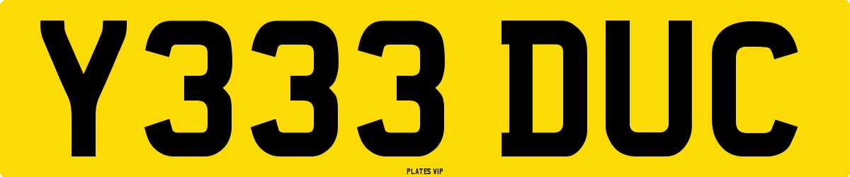 Y333 DUC Number Plate