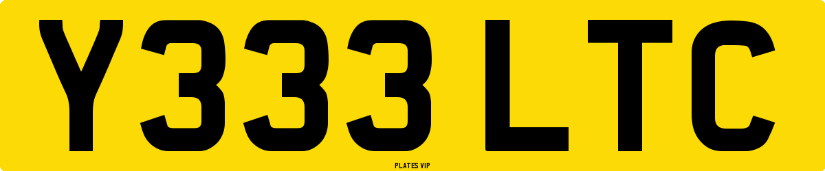 Y333 LTC Number Plate