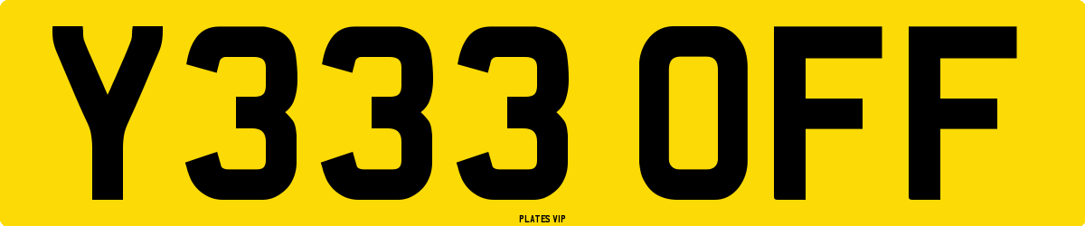 Y333 OFF Number Plate