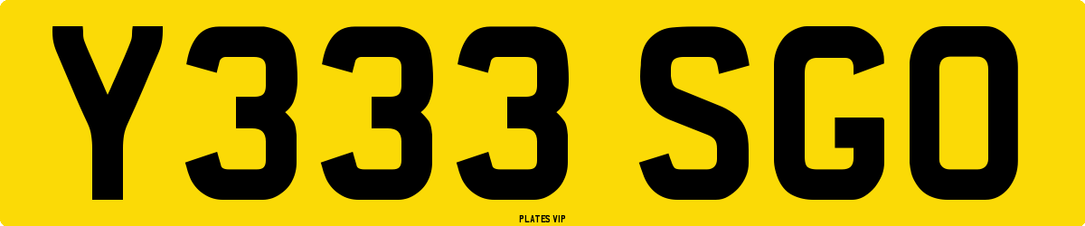 Y333 SGO Number Plate
