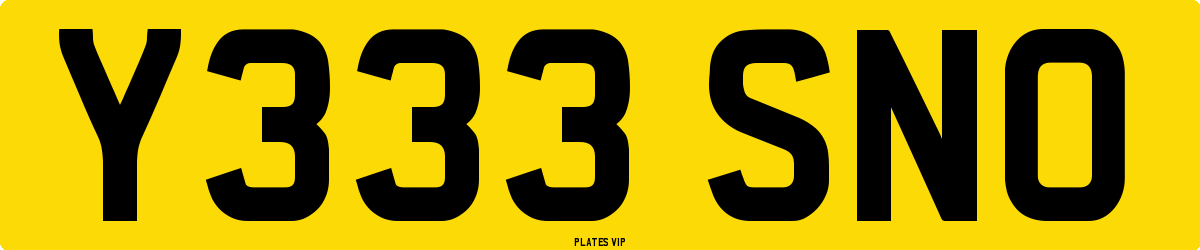 Y333 SNO Number Plate