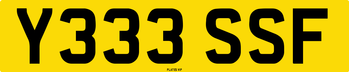 Y333 SSF Number Plate