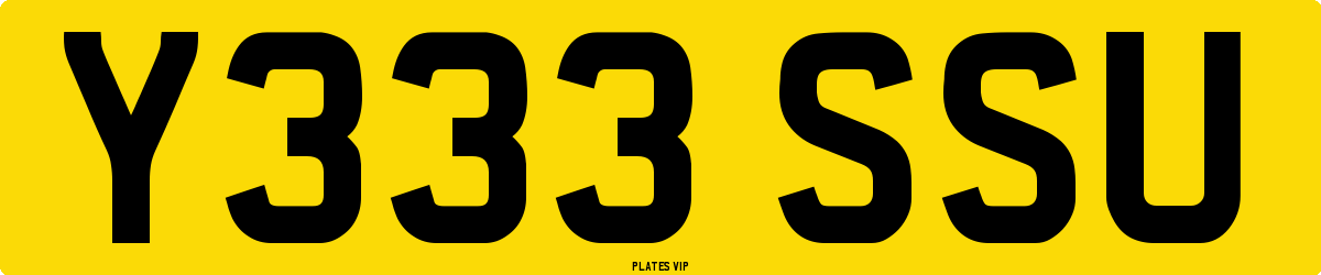 Y333 SSU Number Plate