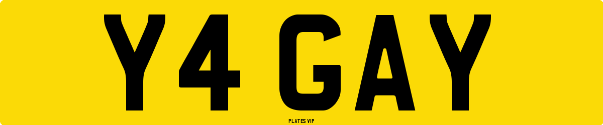 Y4 GAY Number Plate