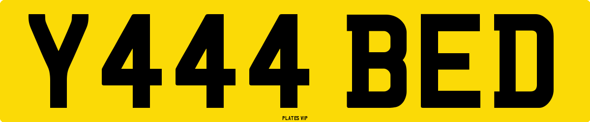 Y444 BED Number Plate