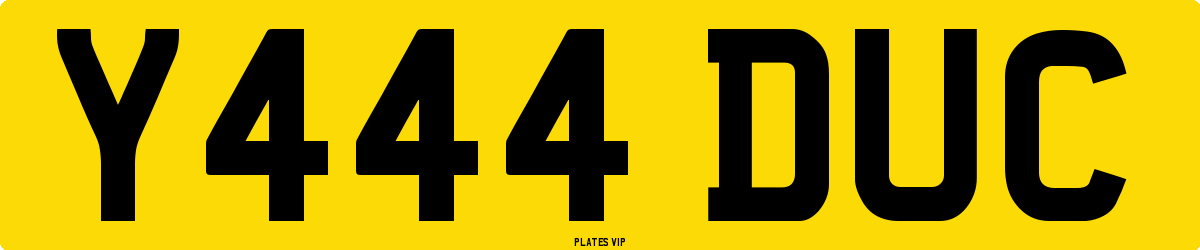 Y444 DUC Number Plate