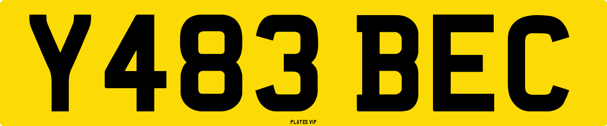 Y483 BEC Number Plate