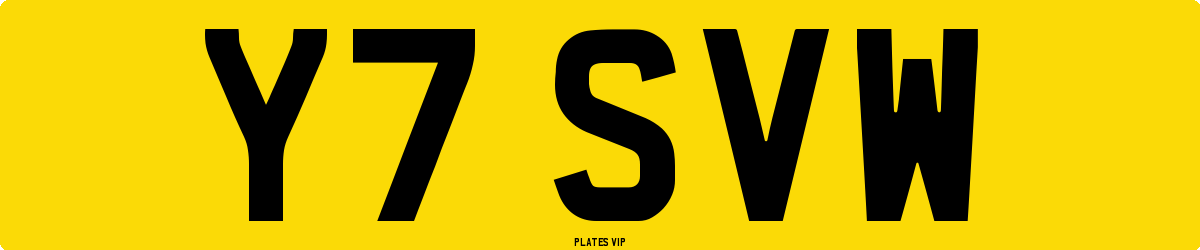 Y7 SVW Number Plate