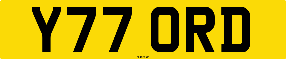 Y77 ORD Number Plate