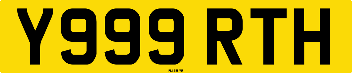 Y999 RTH Number Plate