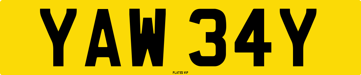 YAW 34Y Number Plate